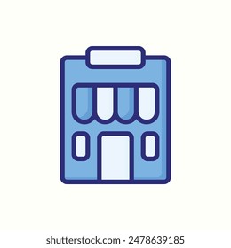 icono de tienda, icono azul aislado