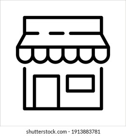 store icon line art style on white background. color editable