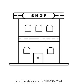 Almacenar diseño de línea de iconos. Almacenar ilustración vectorial. Símbolo de tienda Icono diseño moderno estilo plano Aislado sobre fondo en blanco.
