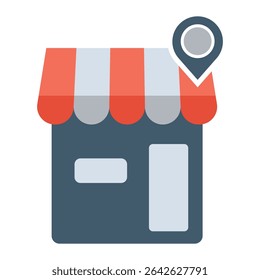 Store icon. Store with location point icon vector design. Small shop icon, vector isolated on white background. Vector illustration. EPS 10