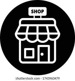 Store icon, market, retail shop black vector