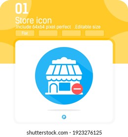 store icon with minus indicator icon with flat style isolated on white background. Vector illustration shop sign symbol icon design template for ecommerce, business, web, ui, ux, website, mobile apps