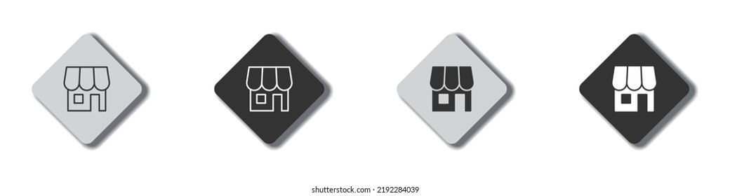 Store icon on a flat button with shadow. Vector illustration.