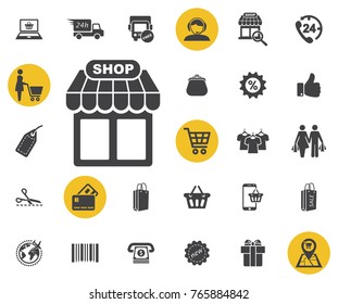 store icon on white background. Simple shopping icons set. Universal shopping icon to use for web and mobile UI, set of basic UI shopping elementsd.