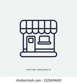 Store Icon - Online Shop Icon Vector Design Outline Style Symbol Isolated On Light Background