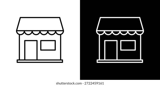 Contorno de icono de tienda y Vector lineal. icono de contorno e ilustración