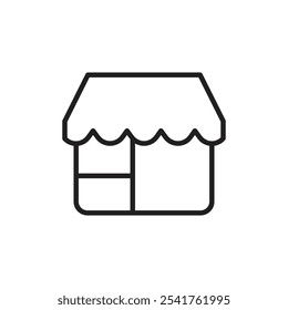 Conjunto de esquema de icono de tienda en color blanco y negro