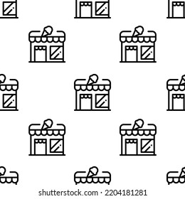 store icon pattern. Seamless store pattern on white background.