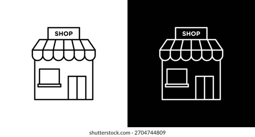 Píxel de icono de tienda perfecto. Símbolo de contorno. Dibujo lineal simple.