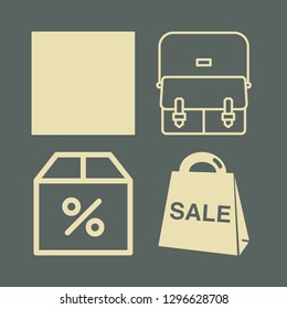 store icon set with disk, percent box and sale bag vector illustration