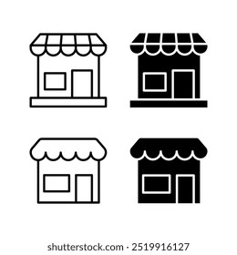  store icon set line design color editable