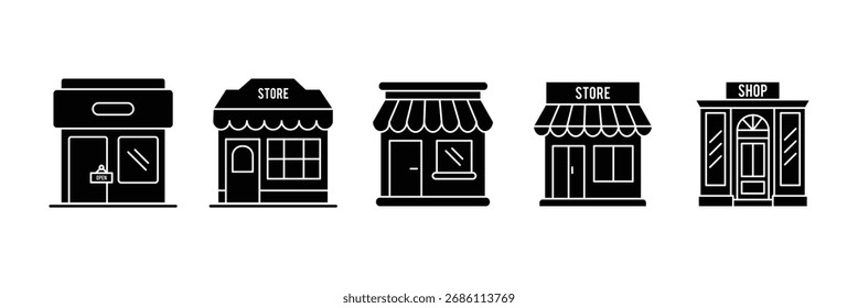 Store icon set. Line and glyph store shop vector. Set of store icon line design. Store vector illustration on white background . 