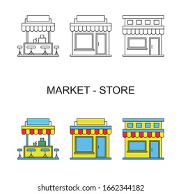 Store icon set with linear design