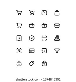Store Icon Set (Outline) Part of Essentials Icon Family Collection