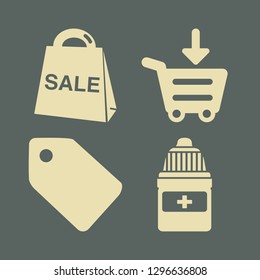 store icon set with sale bag, mixture and shop tag vector illustration