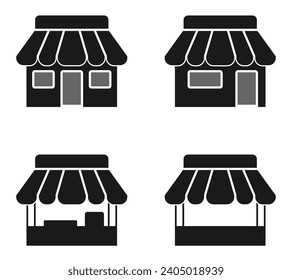 store icon set. street market, online shop, vector illustration isolated on white background.