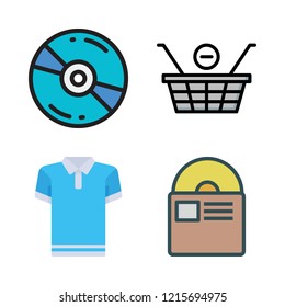 store icon set. vector set about polo, shopping basket and compact disc icons set.