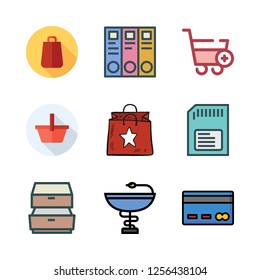 store icon set. vector set about credit card, shopping cart, drawers and archive id icons set.