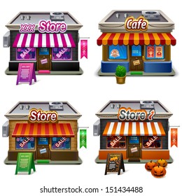 Conjunto de iconos de la tienda. Ilustración del vector