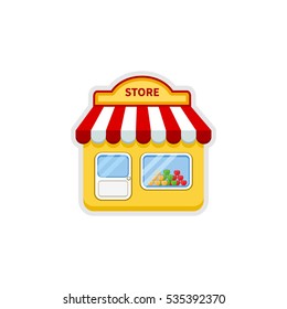 Store icon. Shop icon. Cartoon vector illustration isolated on white background.