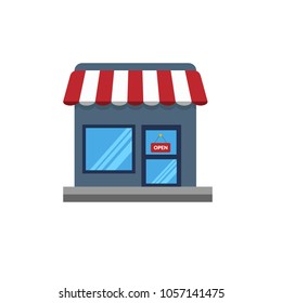 Store icon. Shop icon. Flat design. Vector illustration.