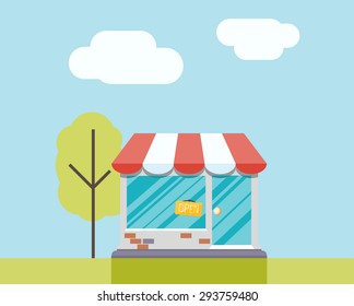 Store icon. Shop icon. Flat design