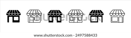 Store icon. Shop sign vector set. Market facade. Front boutique.