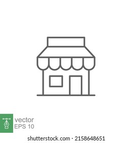 Store icon. Simple outline style. Online shop concept. Thin line vector illustration isolated. EPS 10.