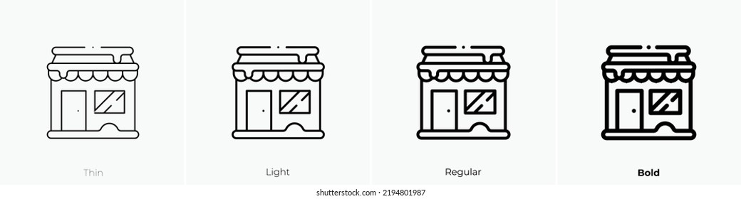 store icon. Thin, Light Regular And Bold style design isolated on white background