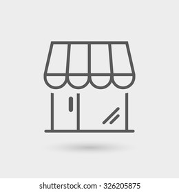 Store Icon, Thin Line, Black Color With Shadow