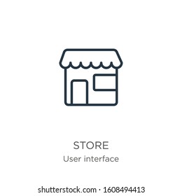 Store icon. Thin linear store outline icon isolated on white background from user interface collection. Line vector sign, symbol for web and mobile