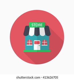 Store icon, Vector flat long shadow design. EPS10