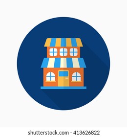 Store icon, Vector flat long shadow design. EPS10