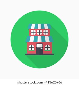 Store icon, Vector flat long shadow design. EPS10