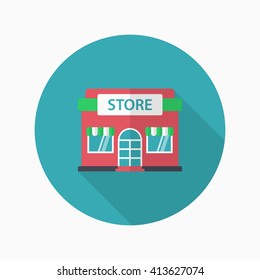 Store icon, Vector flat long shadow design. EPS10