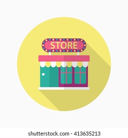 Store icon, Vector flat long shadow design. EPS10