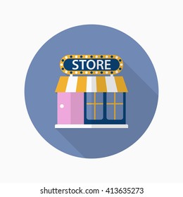 Store icon, Vector flat long shadow design. EPS10