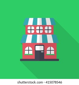 Store icon, Vector flat long shadow design. EPS10