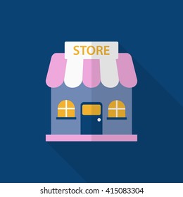 Store icon, Vector flat long shadow design. EPS10