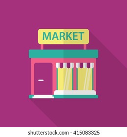 Store icon, Vector flat long shadow design. EPS10