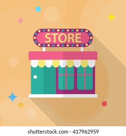 Store icon, Vector flat long shadow design. EPS10