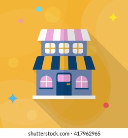 Store icon, Vector flat long shadow design. EPS10