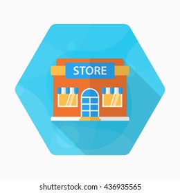 Store icon, Vector flat long shadow design. EPS10