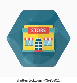 Store icon, Vector flat long shadow design. EPS10