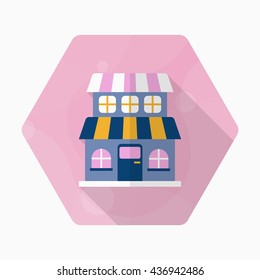 Store icon, Vector flat long shadow design. EPS10