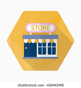 Store icon, Vector flat long shadow design. EPS10
