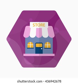 Store icon, Vector flat long shadow design. EPS10