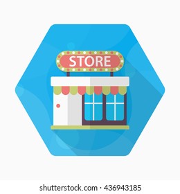 Store icon, Vector flat long shadow design. EPS10