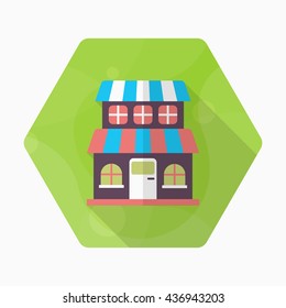 Store icon, Vector flat long shadow design. EPS10