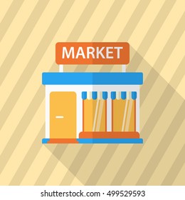 Store icon, Vector flat long shadow design. EPS10